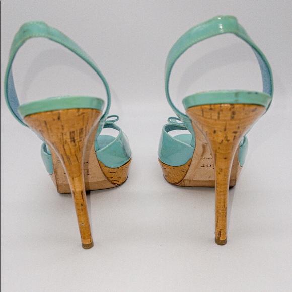 πΉSOLD πΉDior Patent Leather Peep Toe Sling Back Platform Bow DetailHeel Size 38 - Picture 5 of 12